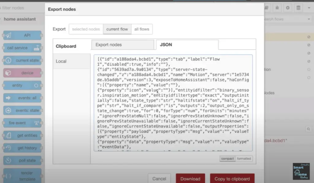 export node red flow